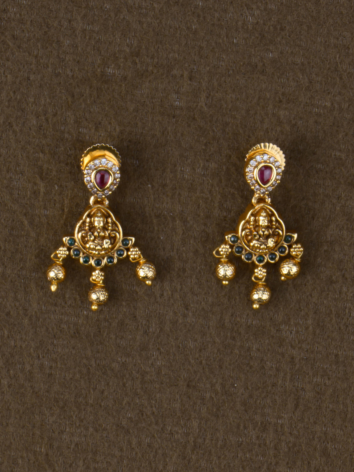 Lakshmipriya Temple Necklace Set - Multi earrings