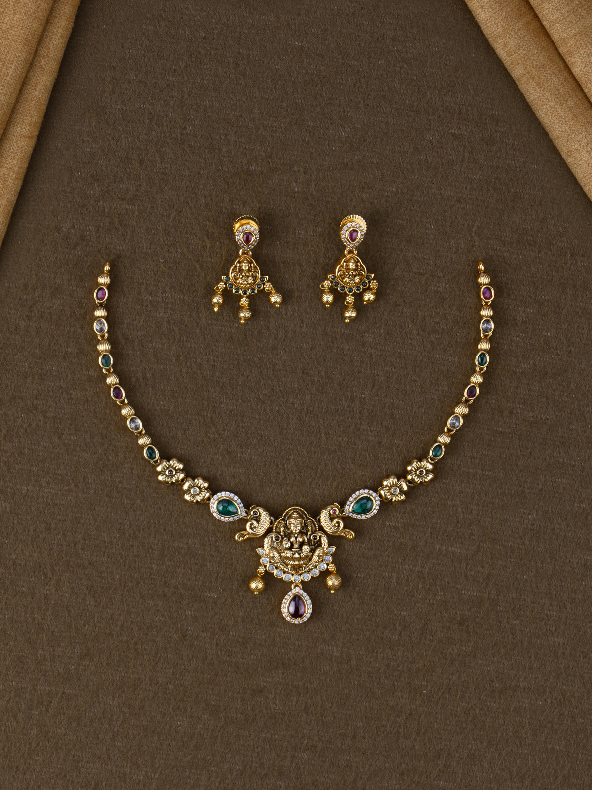 Lakshmipriya Temple Necklace Set - Multi full set