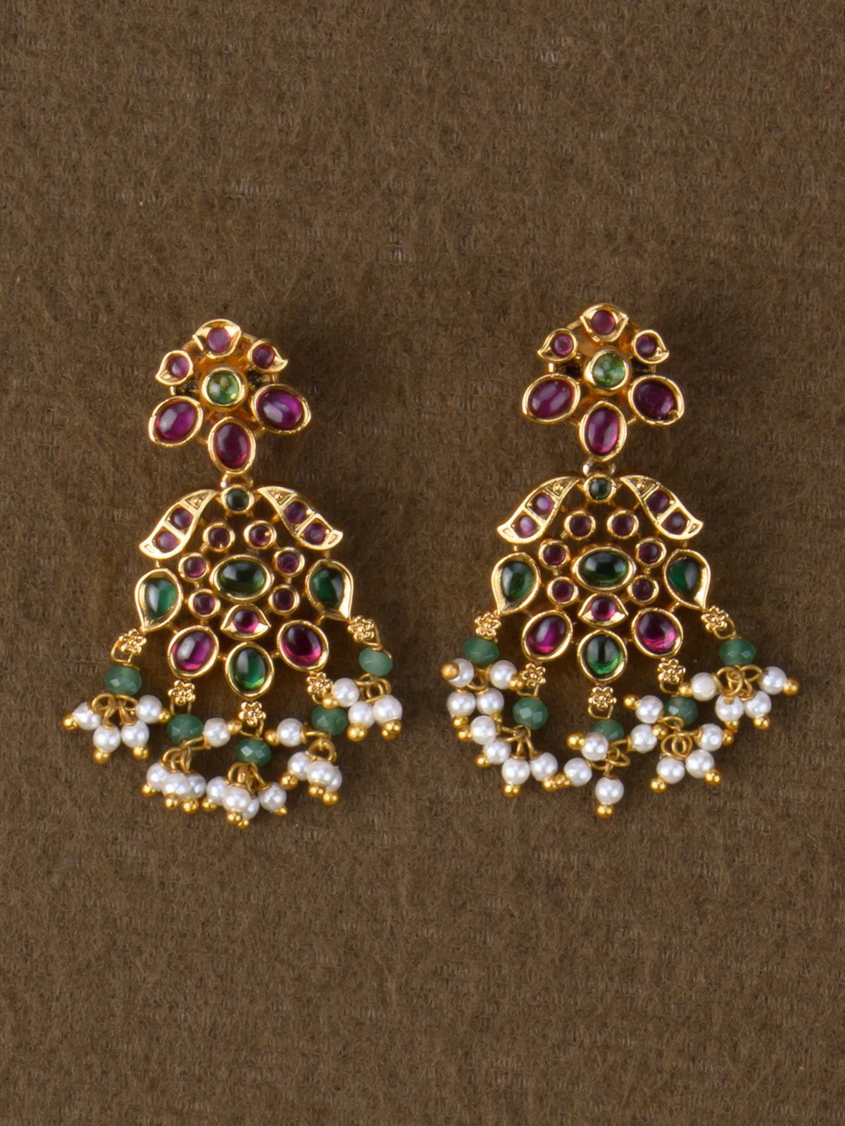Kemp Mallika Haaram Set - Multi earrings