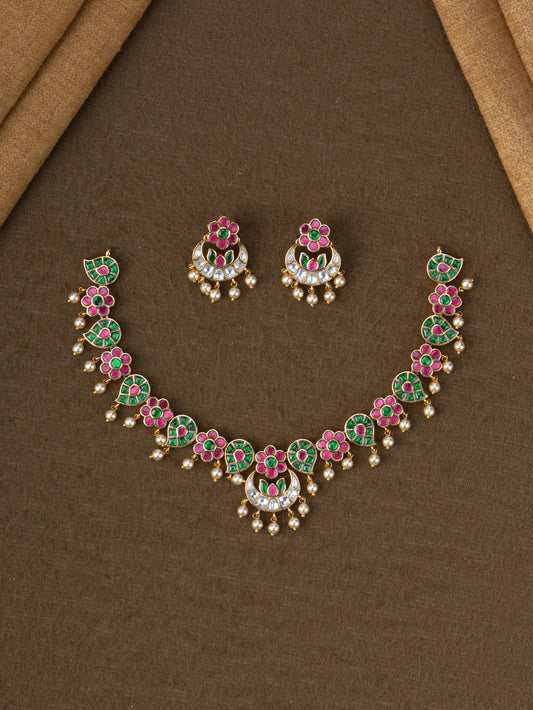 Jadau Kundan Floral Necklace Set