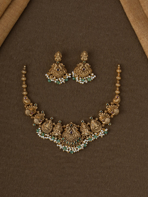 Yugala Lakshmi Temple Necklace Set