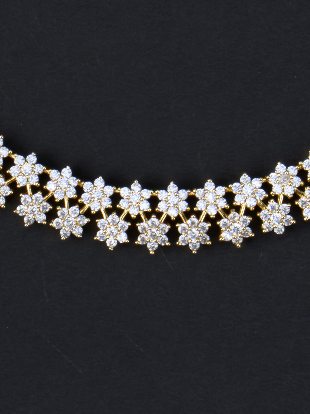 Mullai AD Necklace Set - White necklace close-up