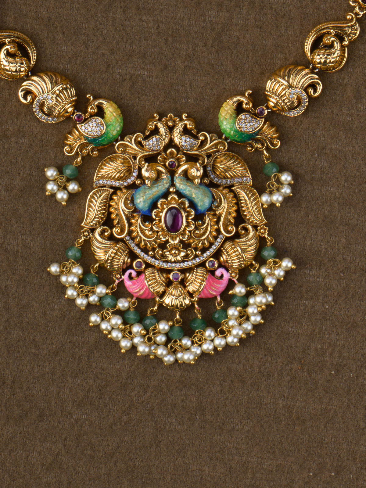 Peacock pendant close-up - Red