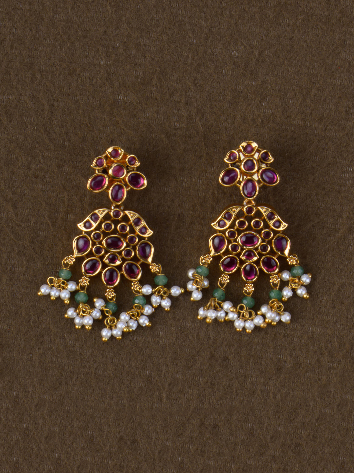 Kemp Mallika Necklace Set - Red earrings