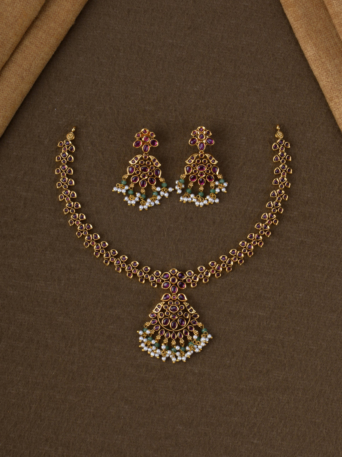 Kemp Mallika Necklace Set - Red