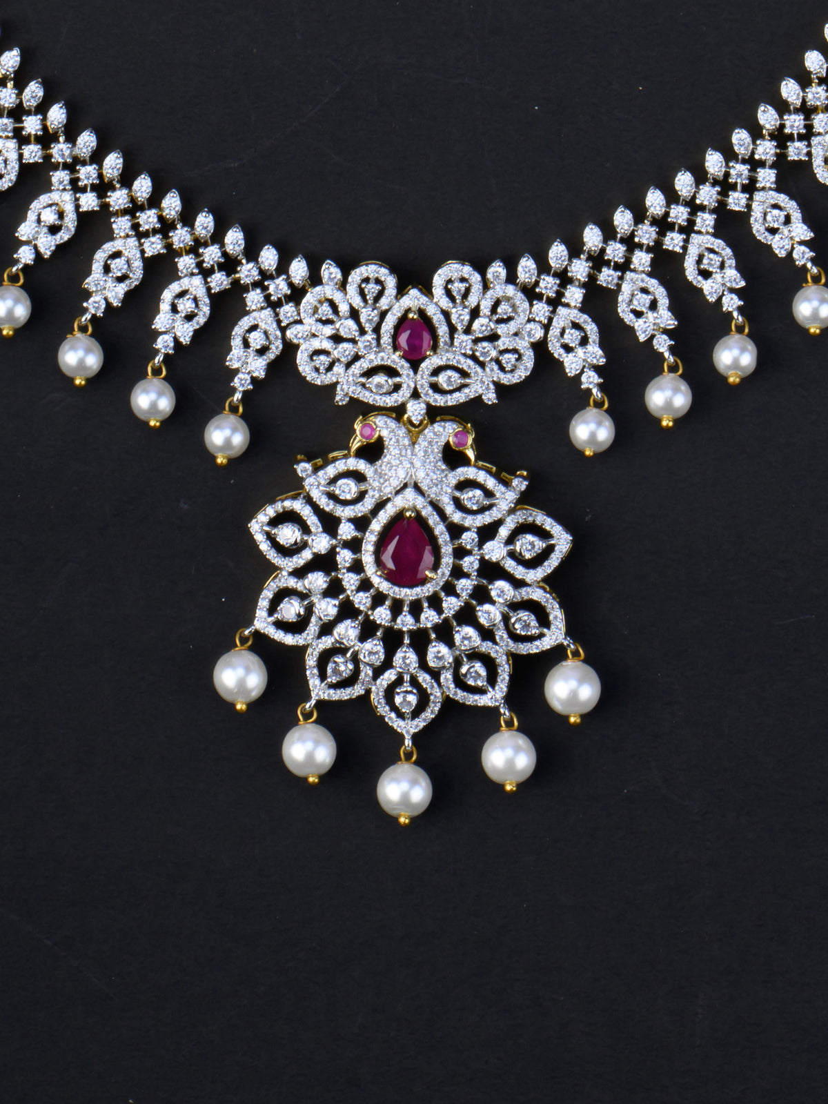 Mayurakshi AD Long Necklace Set - pendant close-up