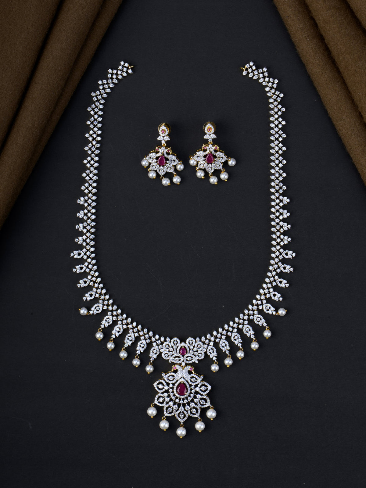 Mayurakshi AD Long Necklace Set - full set