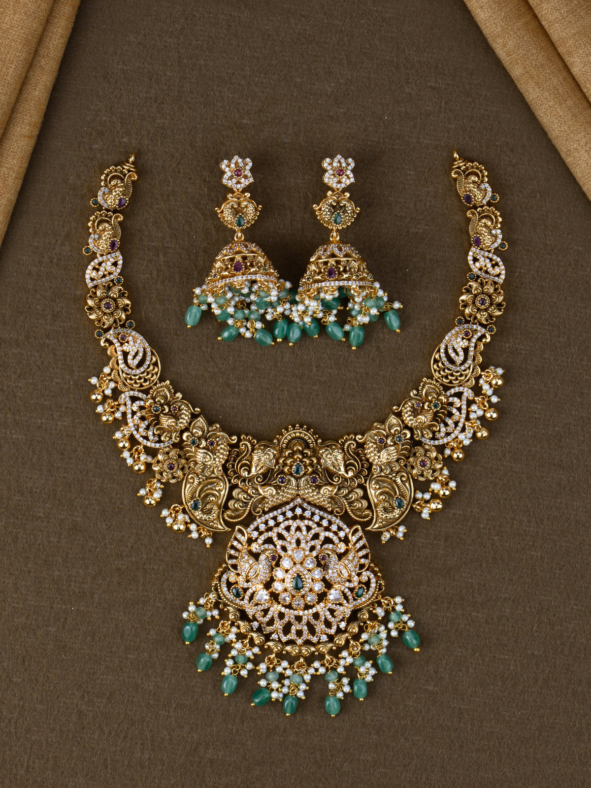 Gajamayura AD Mix Necklace Set