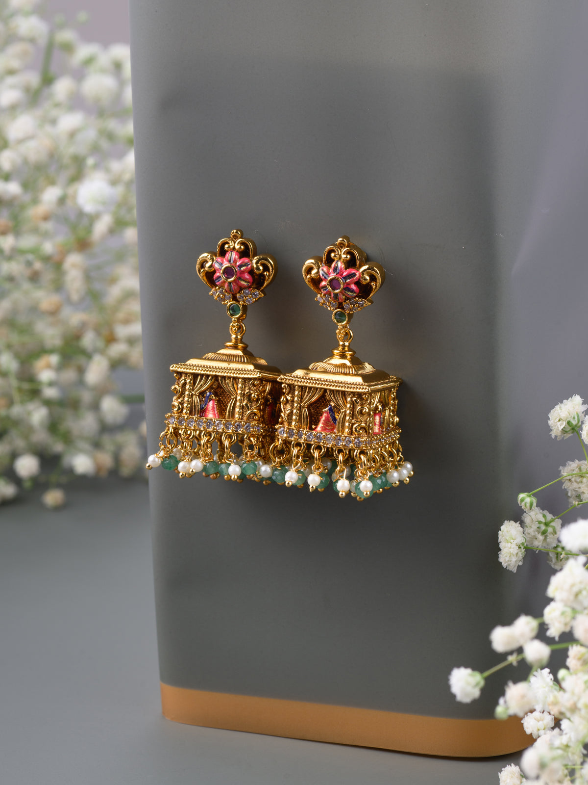 Mangalyam Meenakari Jhumkas