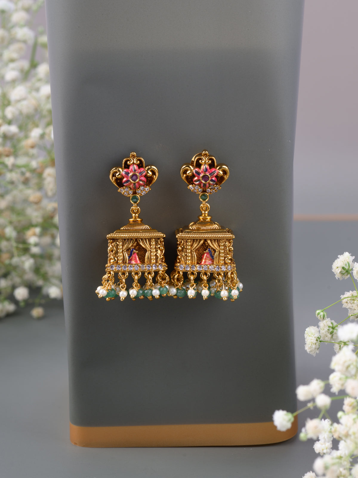 Mangalyam Meenakari Jhumkas