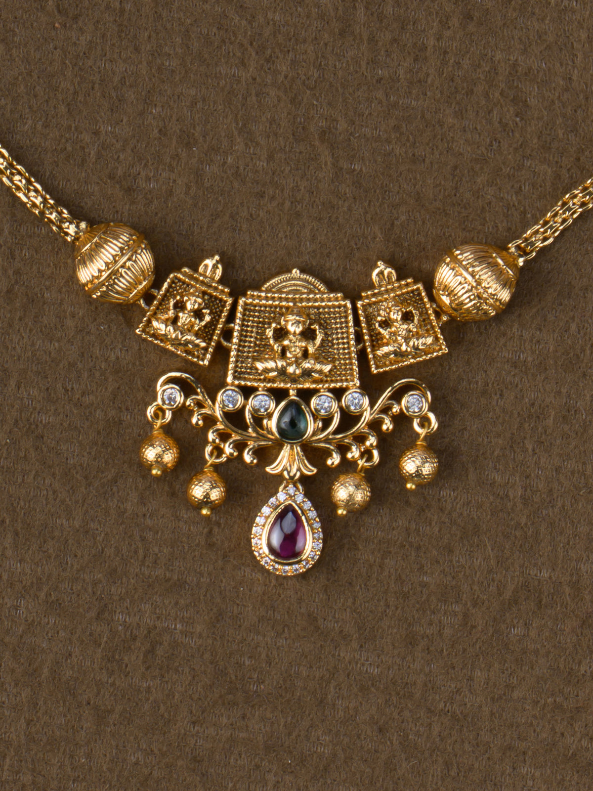 Antique Temple Lakshmi Short Necklace Set