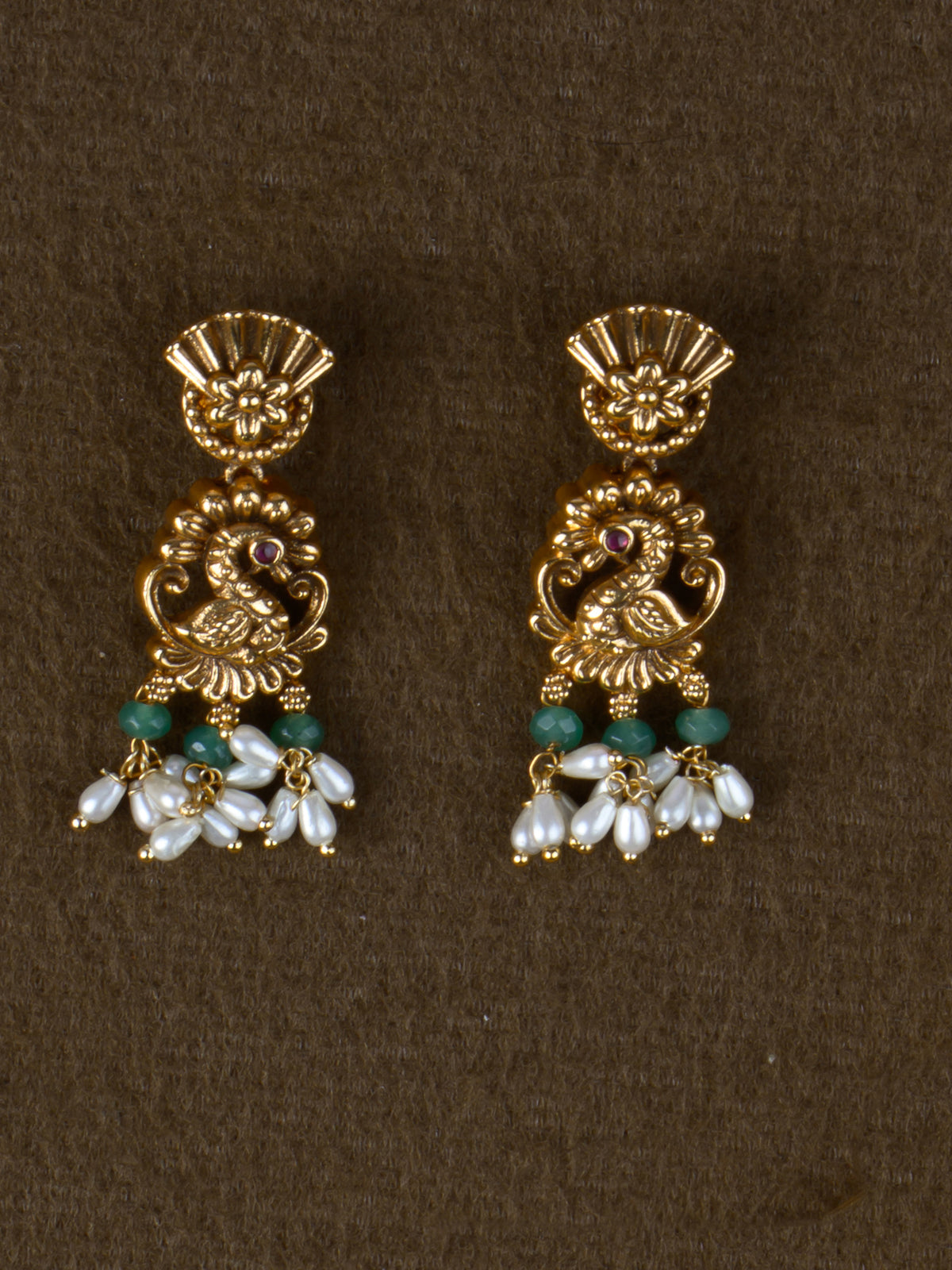Ram Parivar Temple Necklace Set - earrings