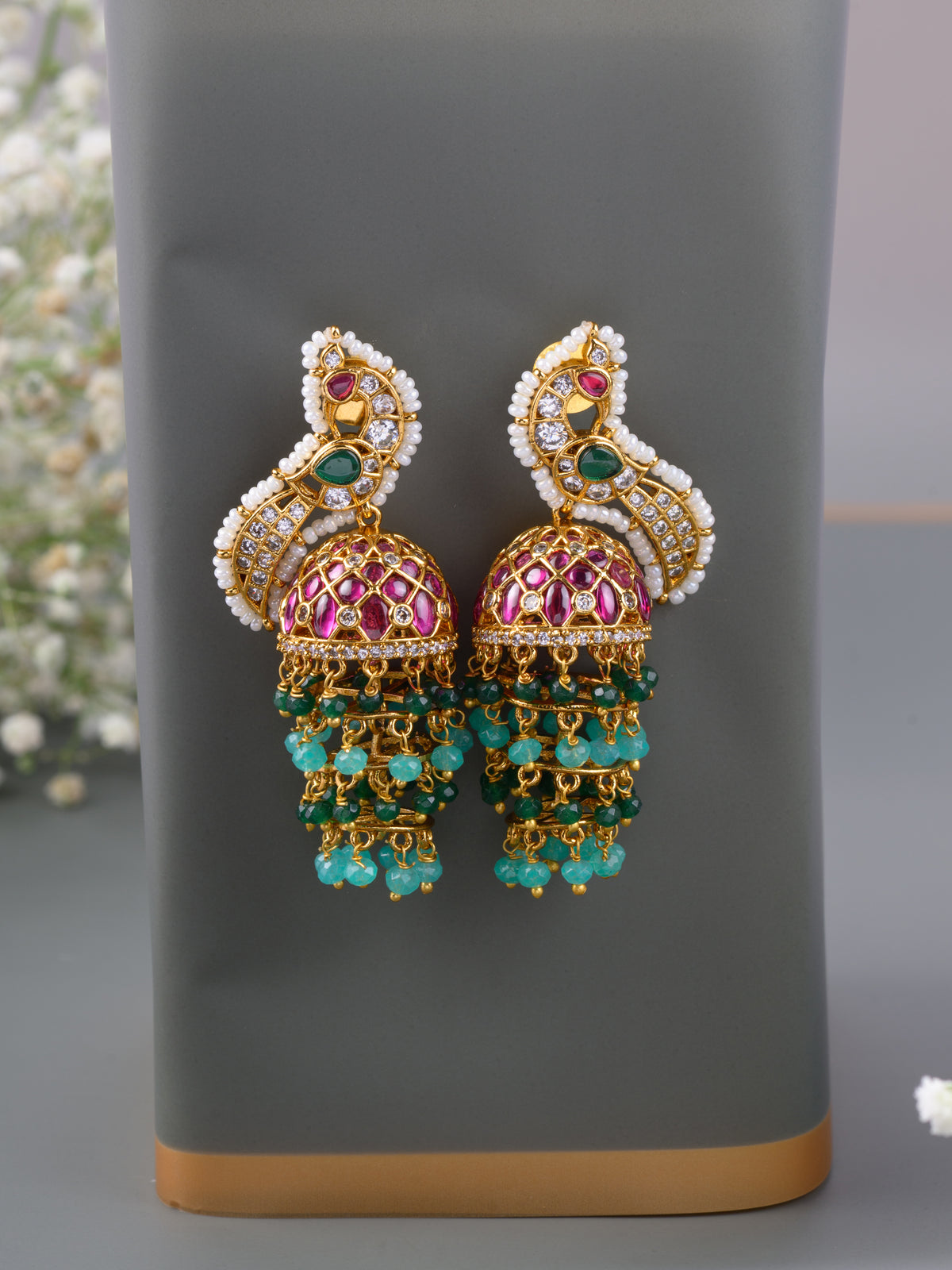 4 Layer Kempu Jhumkas