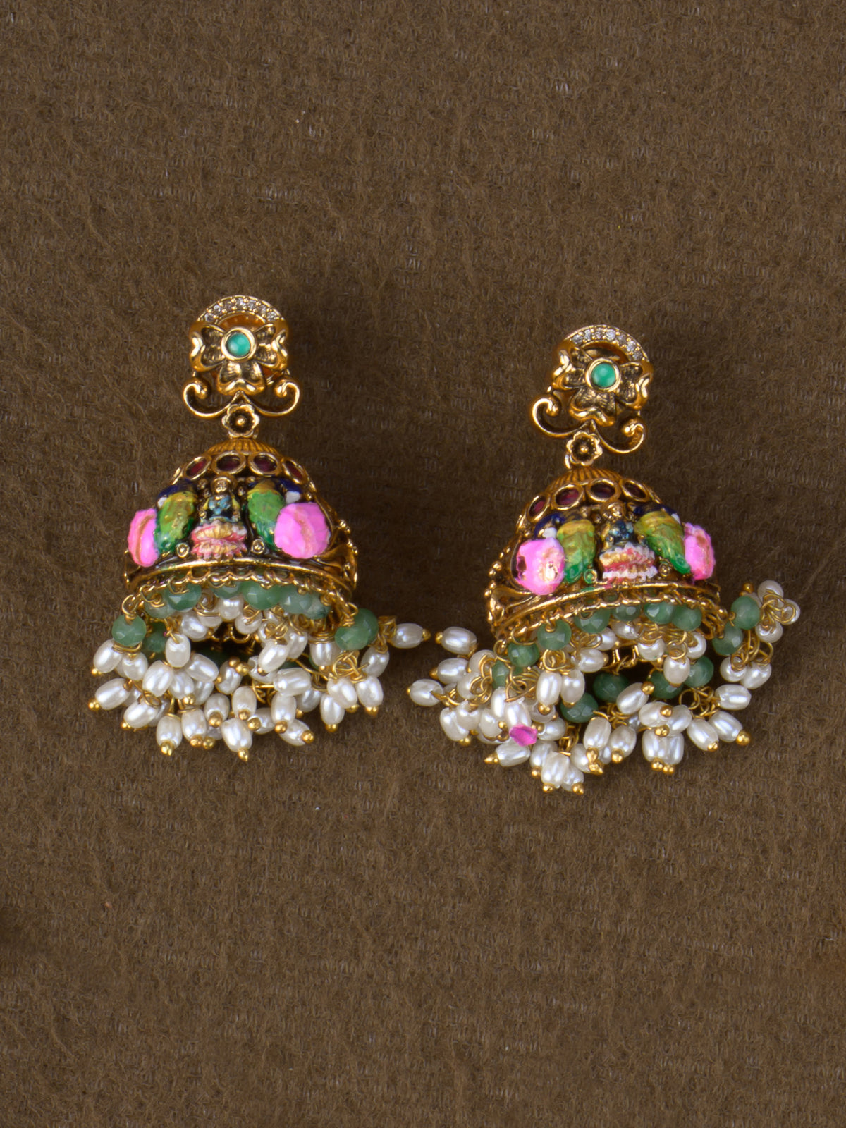 Antique Meenakari Peacock Lakshmi Kasu Necklace Set