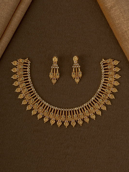 Pallavi Leaf Necklace Set