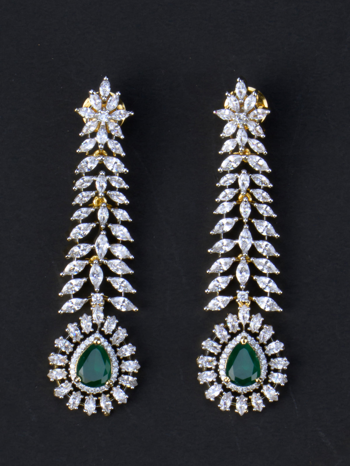 Vanamala AD Necklace Set - Green earrings