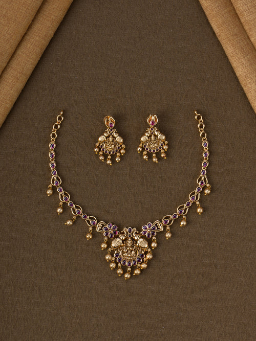 Antique Temple Lakshmi Kemp Necklace Set