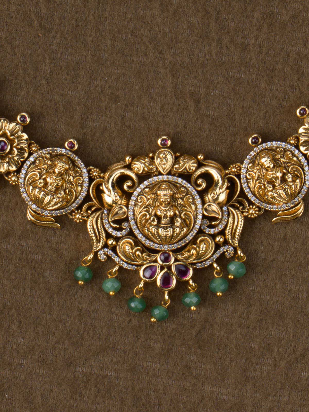 Antique Lakshmi Medallion Temple Necklace Set