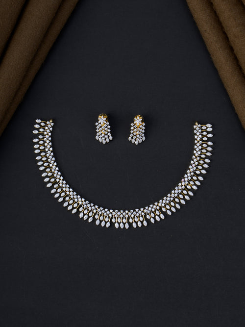 AD Marquise Leaf Fringe Necklace Set