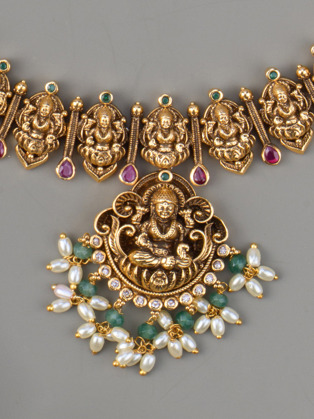 Ashtalakshmi Temple Necklace Set - pendant close-up