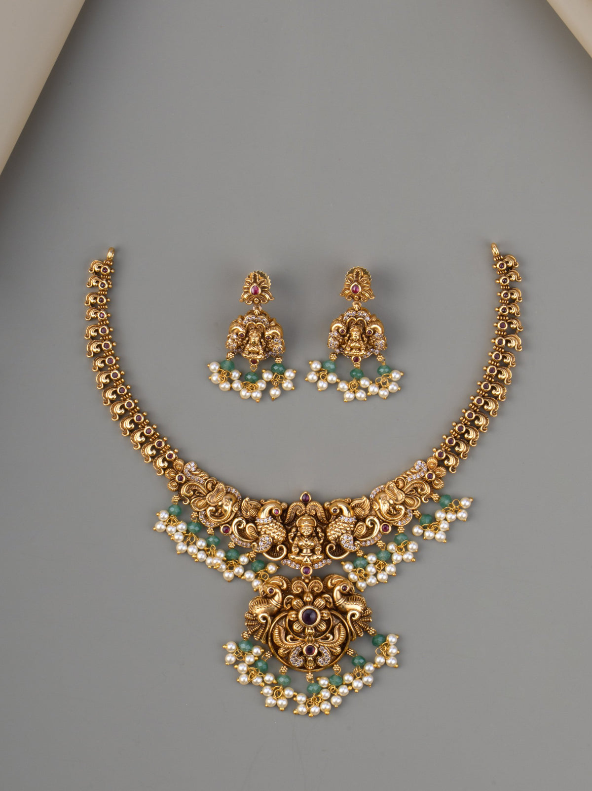 Gajalakshmi Temple Necklace Set - full set