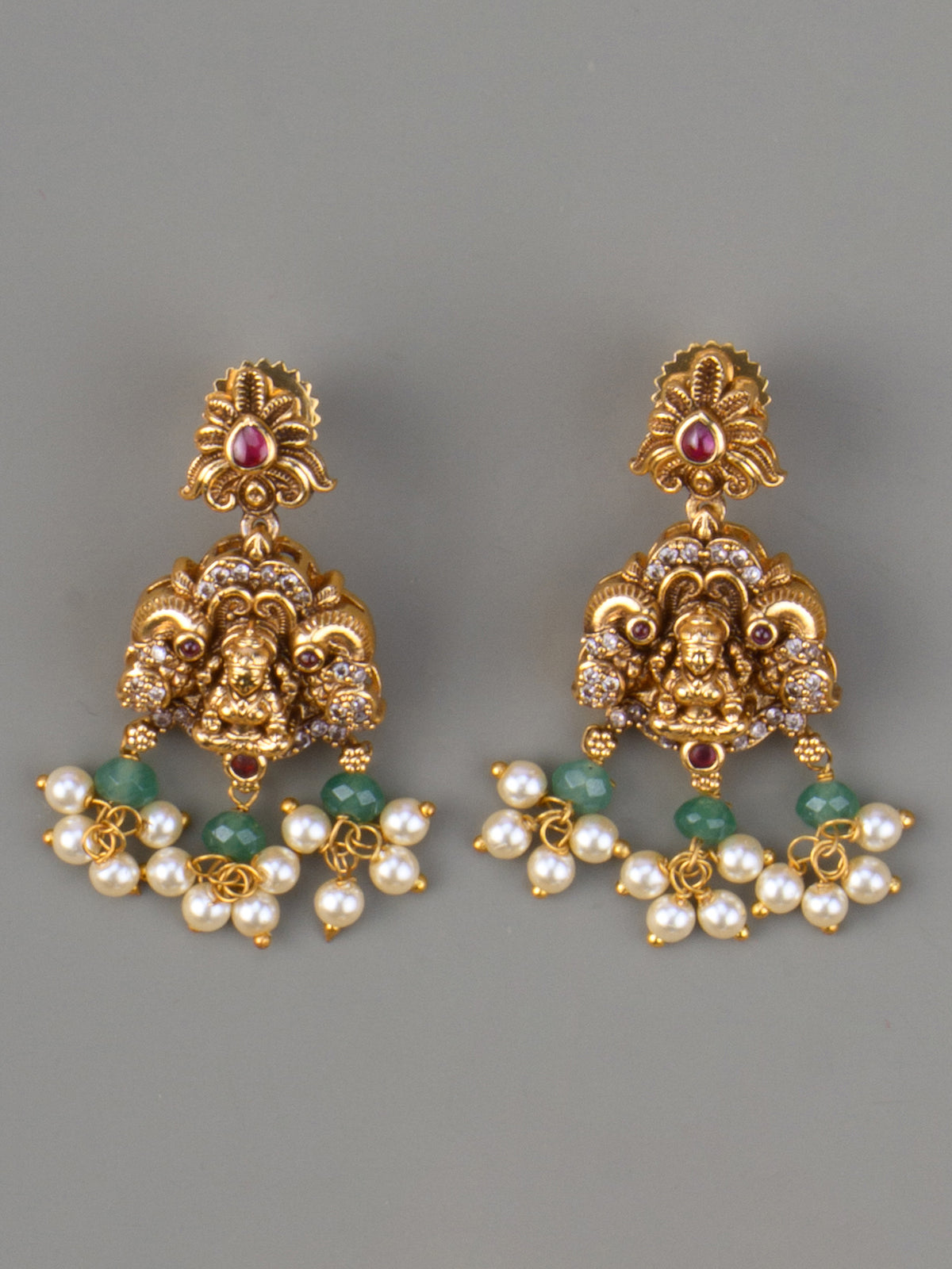 Gajalakshmi Temple Necklace Set - earrings