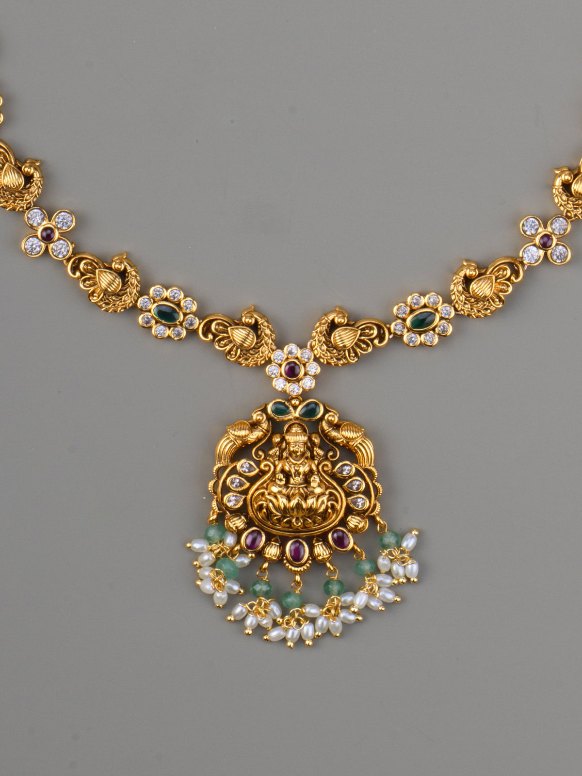 Hiranya Lakshmi Thin Haaram Set - pendant close-up