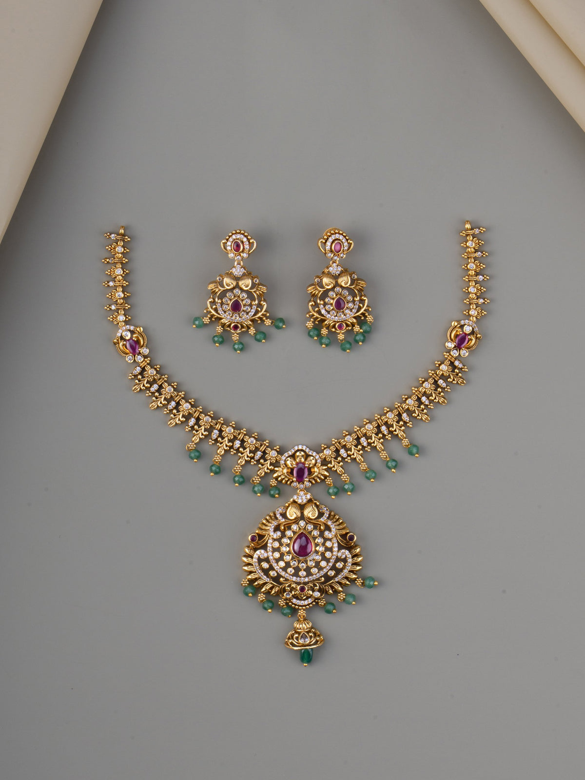 Ishani Antique AD Necklace Set - full set