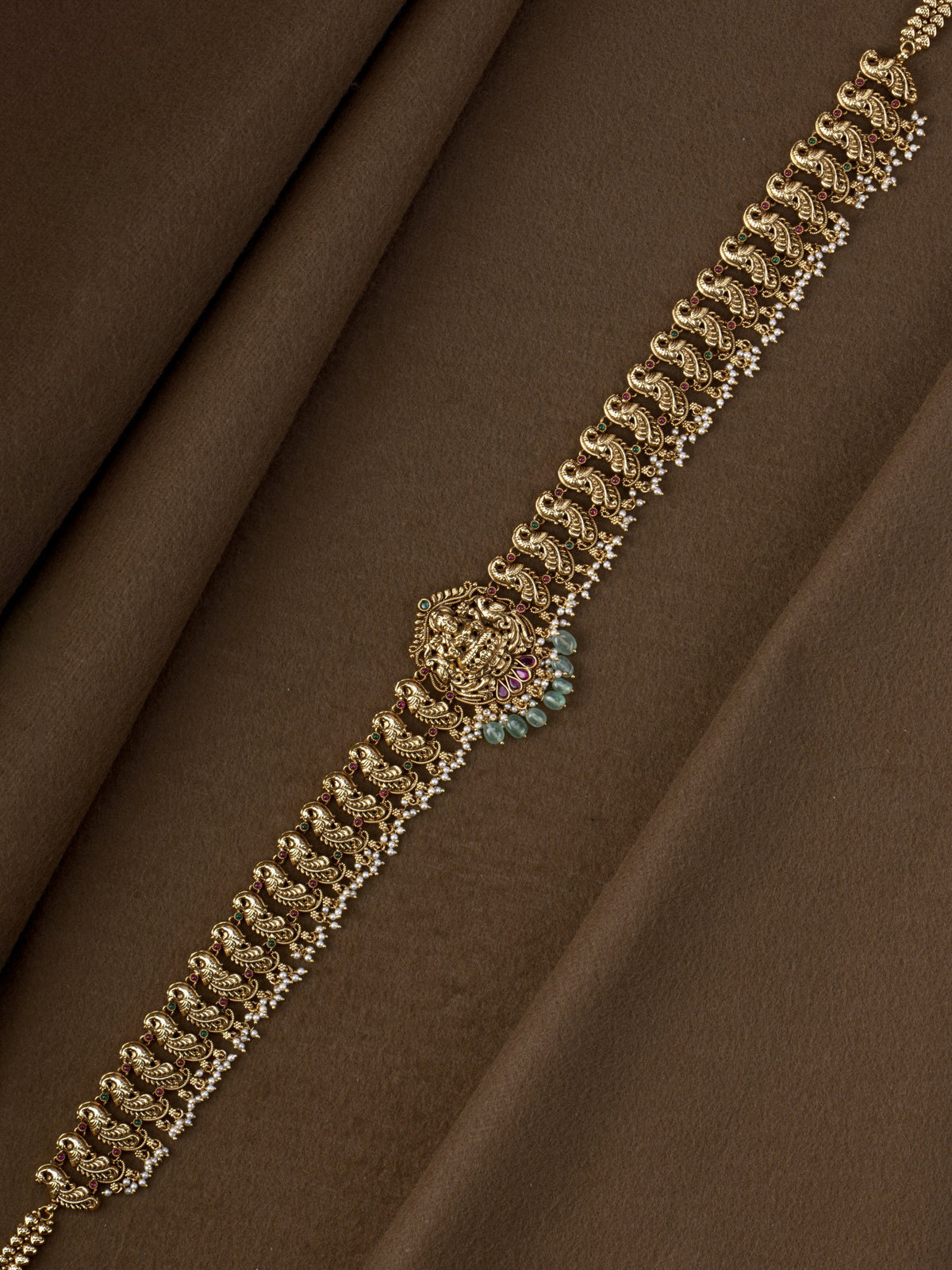 Kalapini Lakshmi Peacock Hip Belt - Pastel Bead