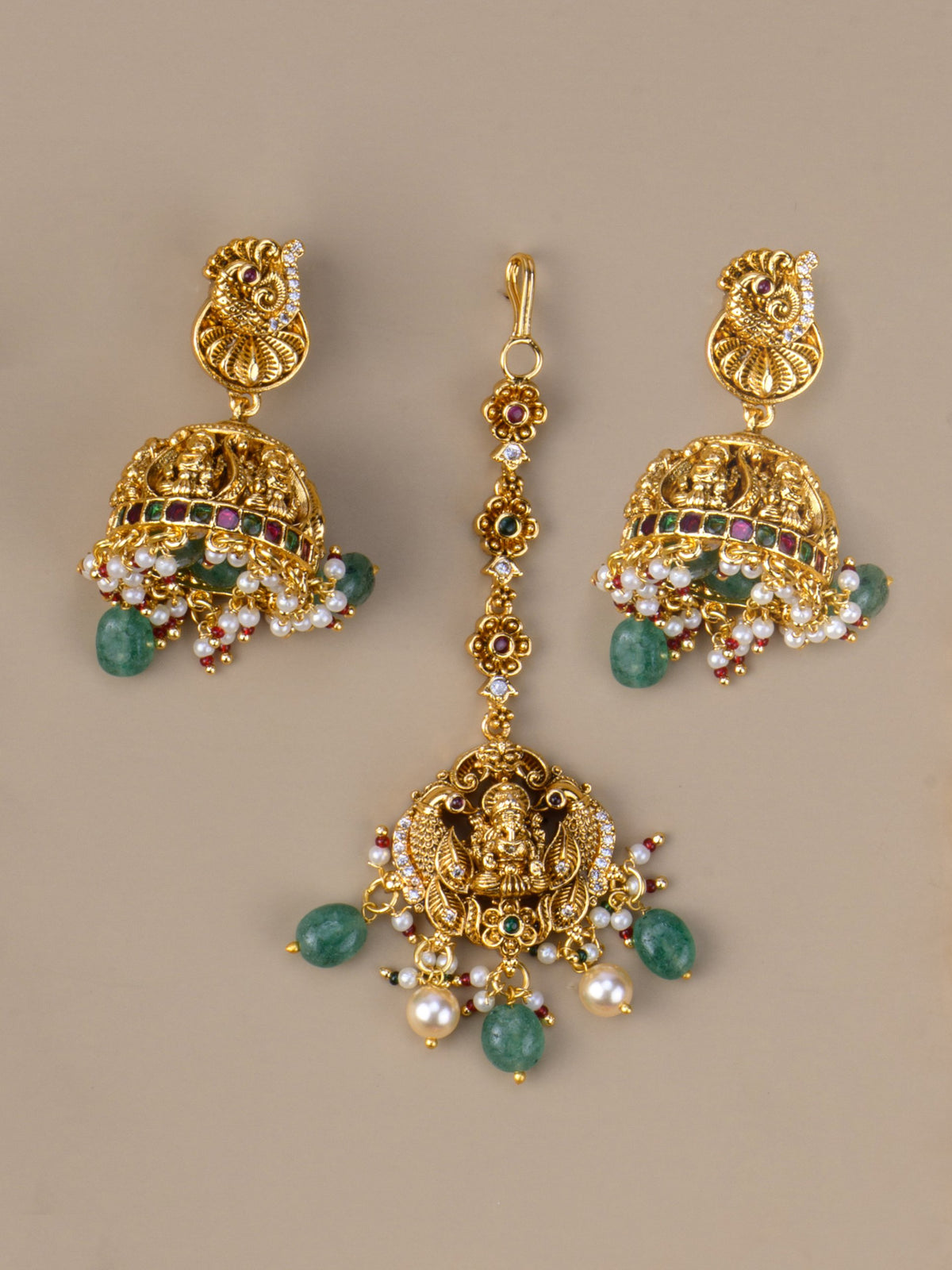 Mahalakshmi Bridal Combo - jhumkas and maang tikka