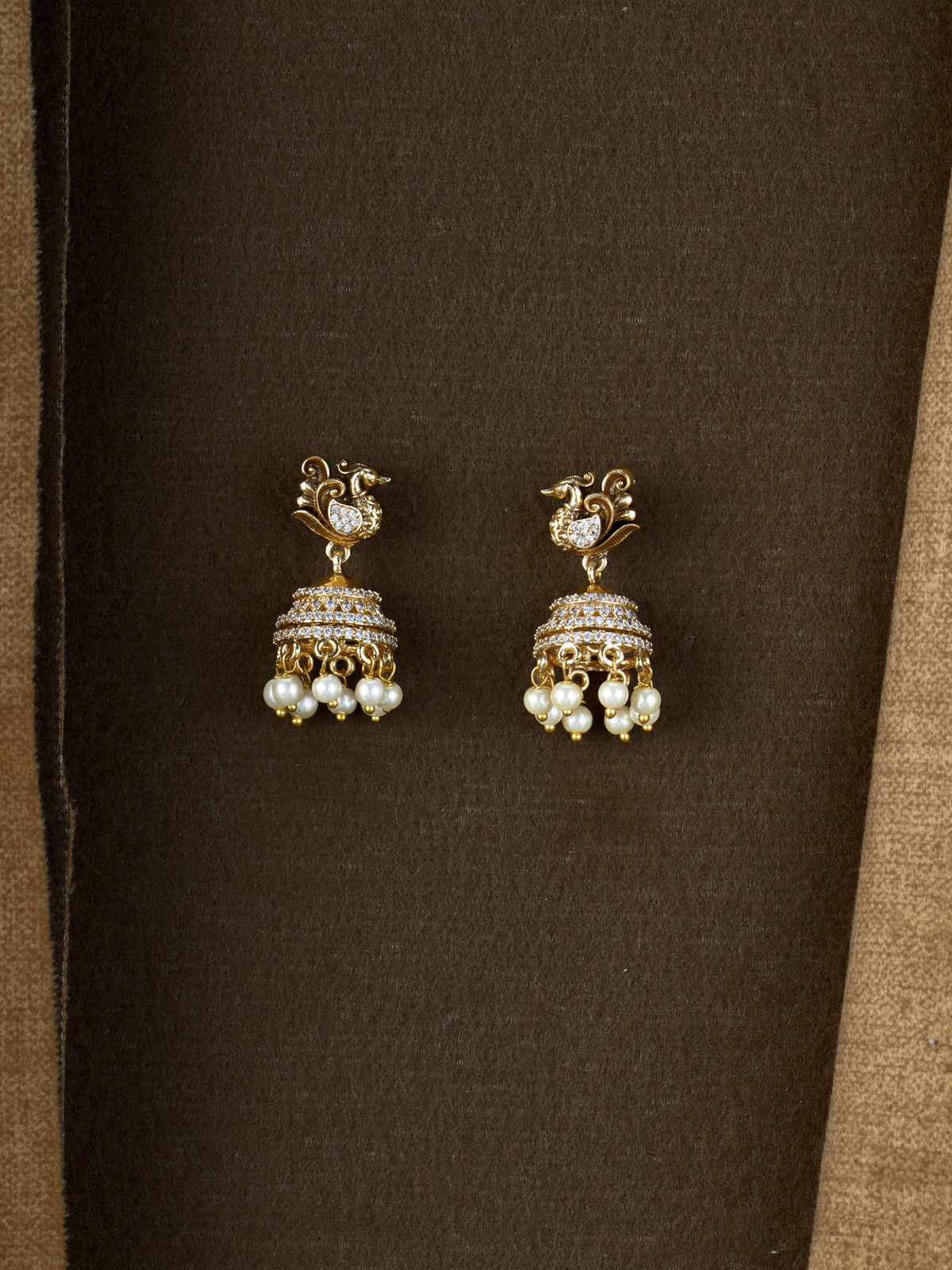 Mayil Pearl Zircon Jhumkas