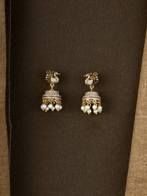Mayil Pearl Zircon Jhumkas