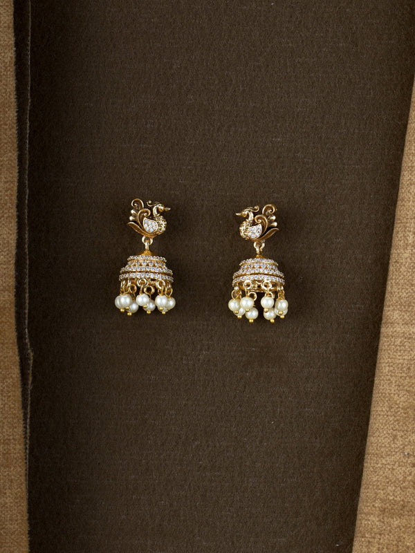 Mayil Pearl Zircon Jhumkas