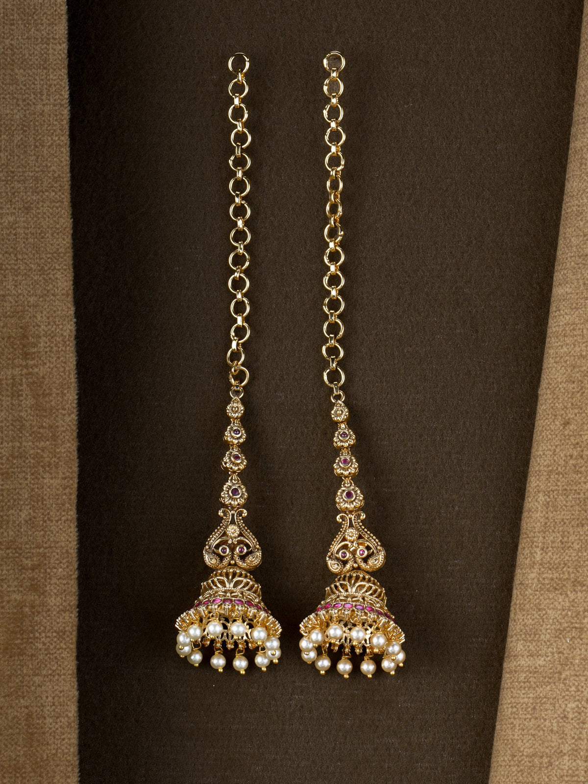 Mayuri Mattal Jhumkas - Red