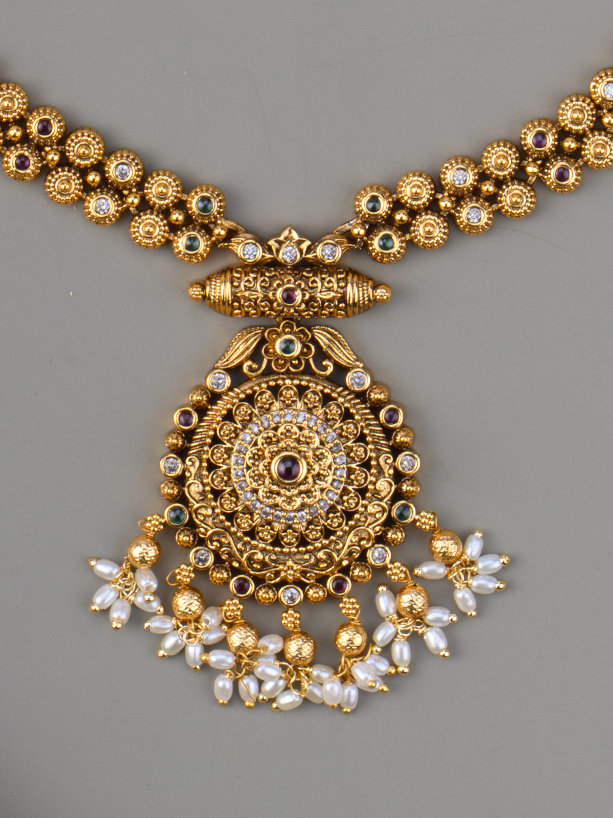 Nandini Antique Necklace Set - pendant close-up