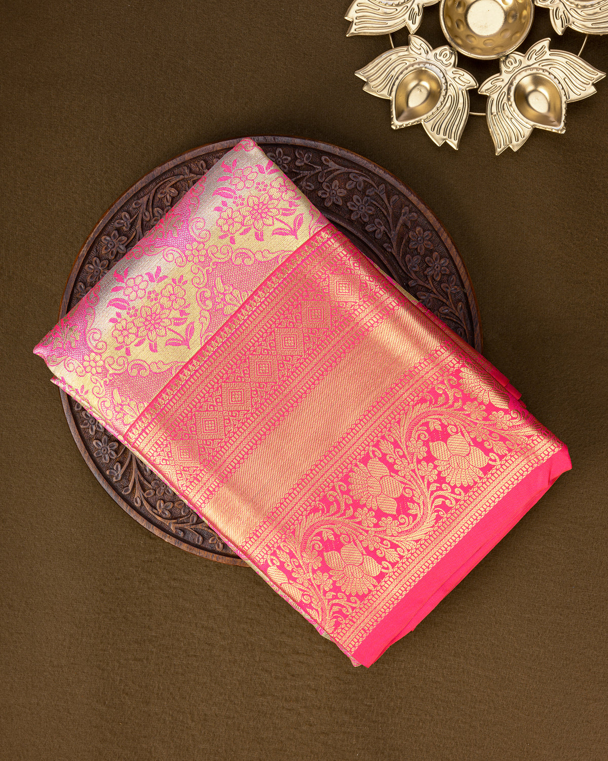 Padmaraga Kanchipuram Banarasi Silk Saree