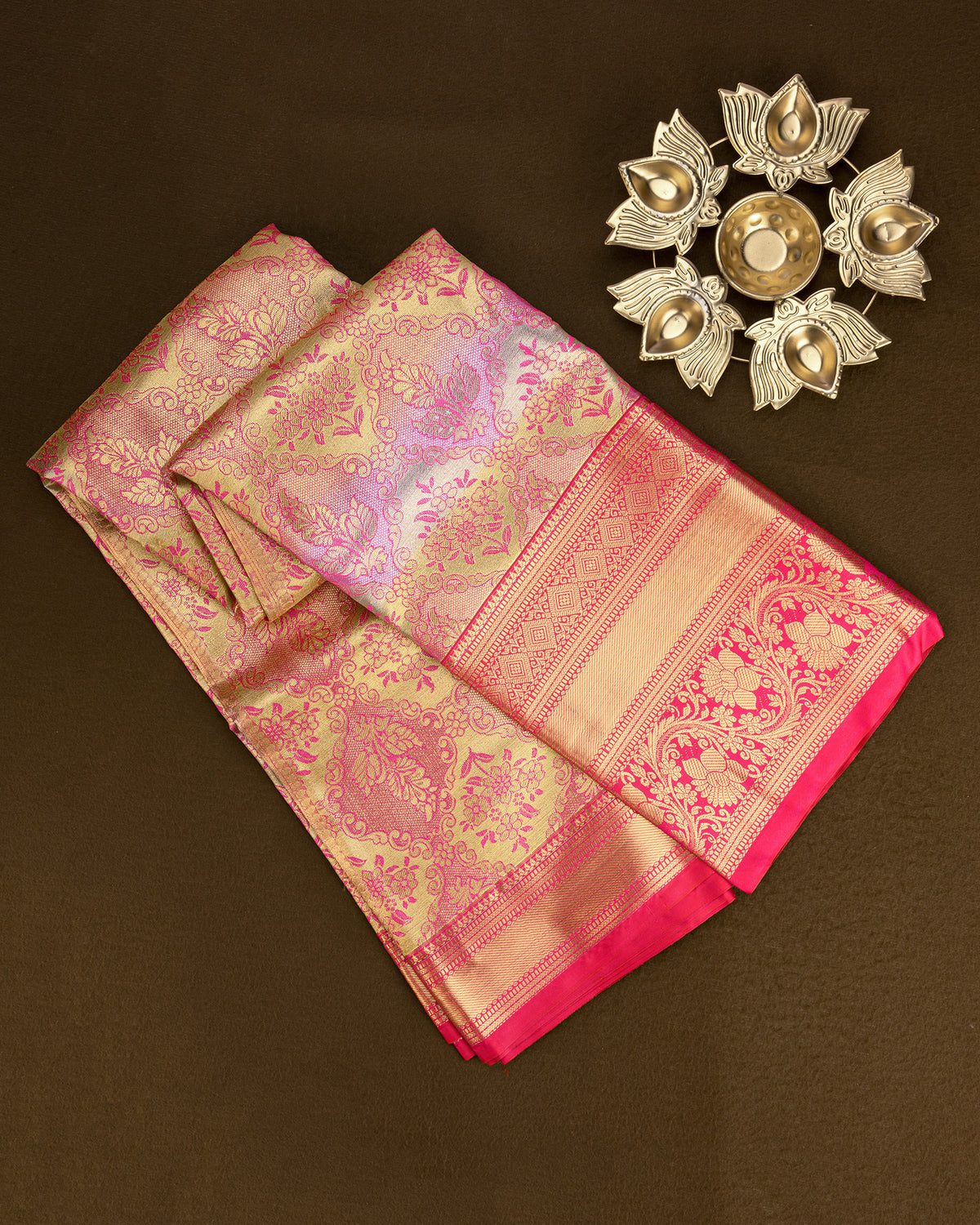 Padmaraga Kanchipuram Banarasi Silk Saree