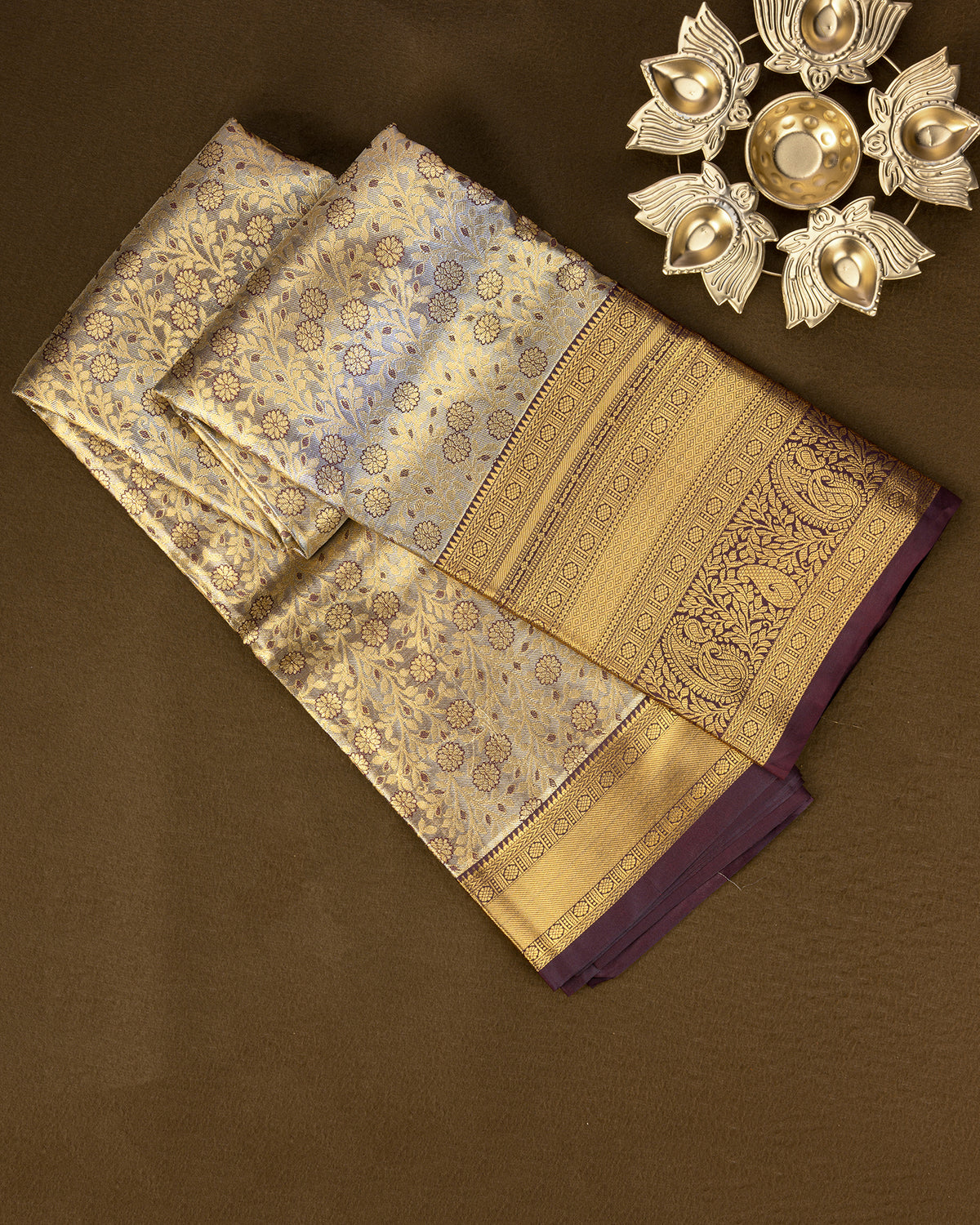 Kanakavalli Wine Banarasi Silk Saree