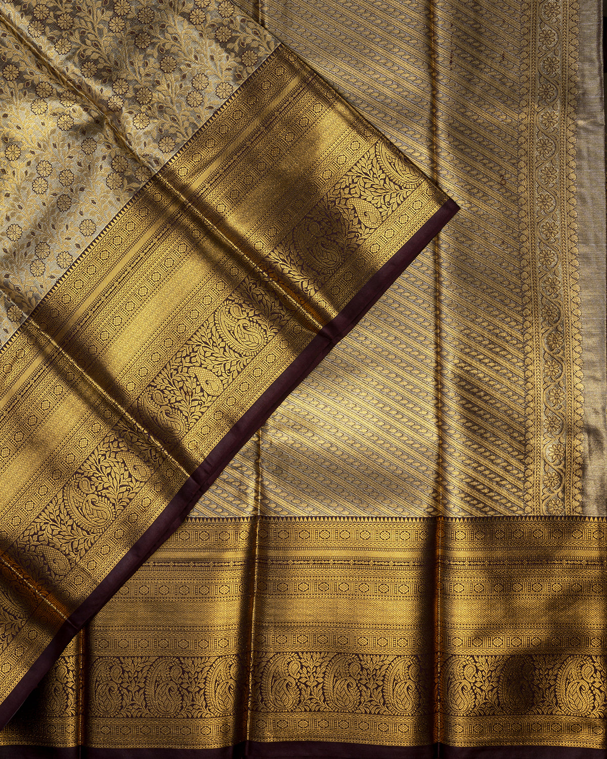 Kanakavalli Wine Banarasi Silk Saree
