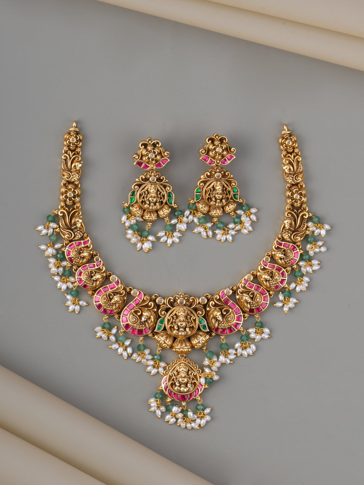 Sreenidhi Jadau Lakshmi Necklace Set - full set
