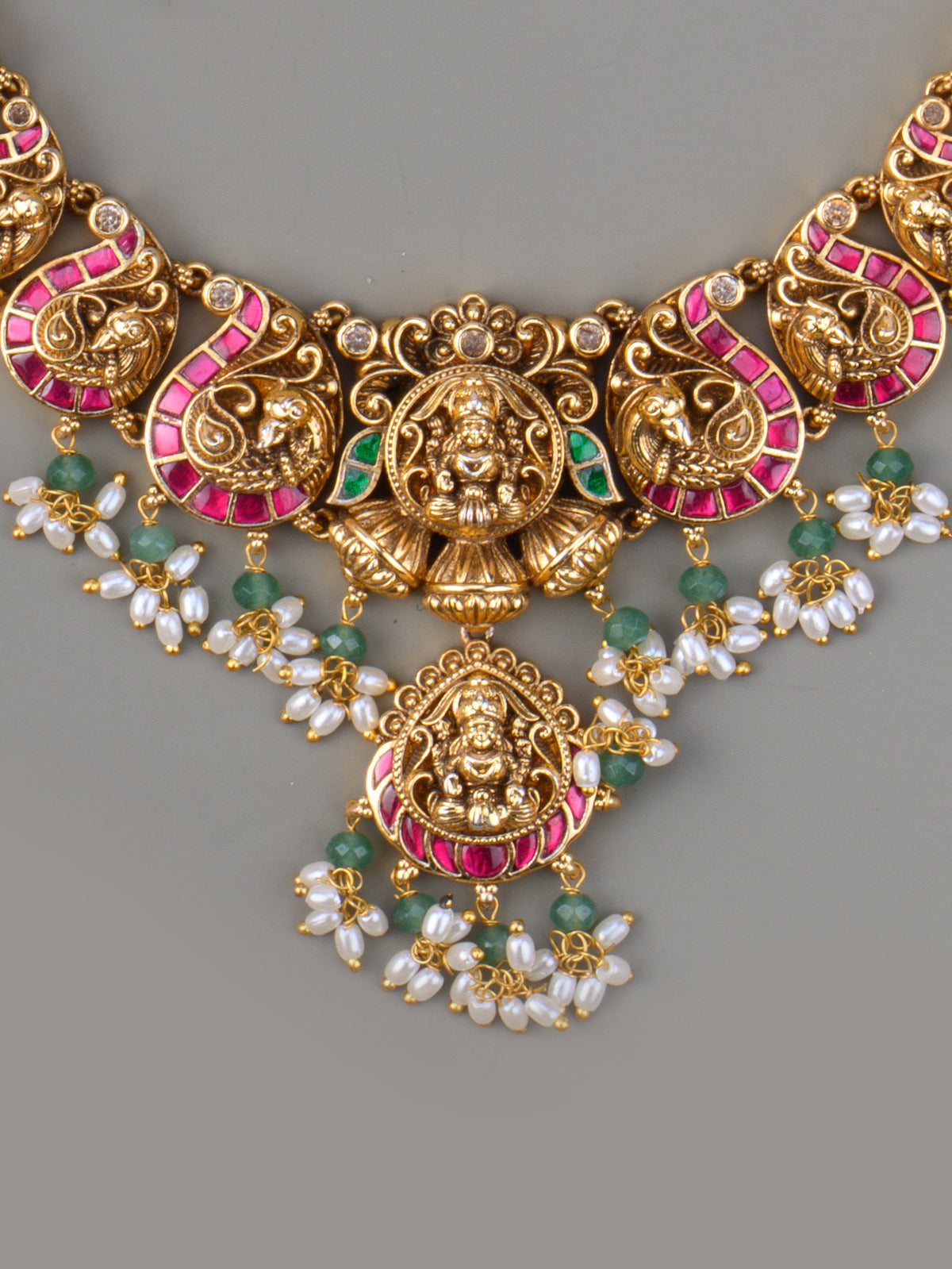 Sreenidhi Jadau Lakshmi Necklace Set - pendant close-up
